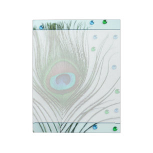 Glam Peacock Feather Teal Anteckningsblock