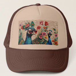 Glam Peacocks Blommigt med Vintage Snöre Keps