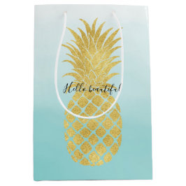 Glam Pineapple Aqua Watercolor Ombre Guld