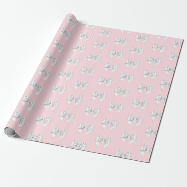 Glam Pink Aqua Blå Tema Vit Slinga Presentpapper (Utrullad)