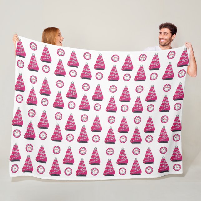 Glam Pink Christmas flamingos Fleecefilt (På plats)