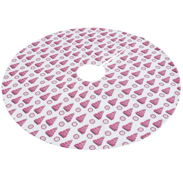 Glam Pink Christmas flamingos Julgransmatta Fleece (Vinklad)