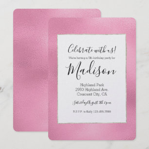 Glam Pink Ombre Födelsedag Inbjudningar