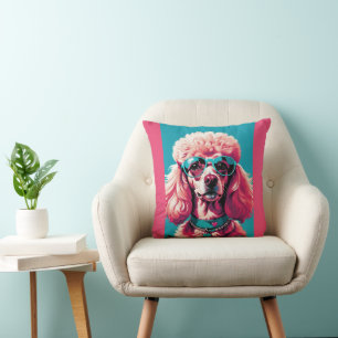 Glam Pink Pudel I Teal Solglasögon & Hjärtformad R Kudde