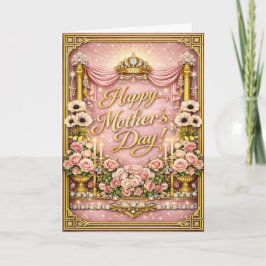 Glam Pink Rose Hollywood Regency Mothers Day Helgkort