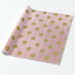 Glam polka dotsparty för mjukt rosa rosa guld- presentpapper<br><div class="desc">Inpackning av papper</div>