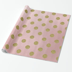 Glam polka dotsparty för mjukt rosa rosa guld- presentpapper