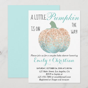 Glam Pumpa Aqua Färsk Persika Orange Glitter Baby  Inbjudningar