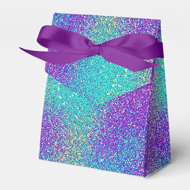 Glam Purpur Turkos Gnistrande Glittergradient Presentaskar (Framsidan Sidan)