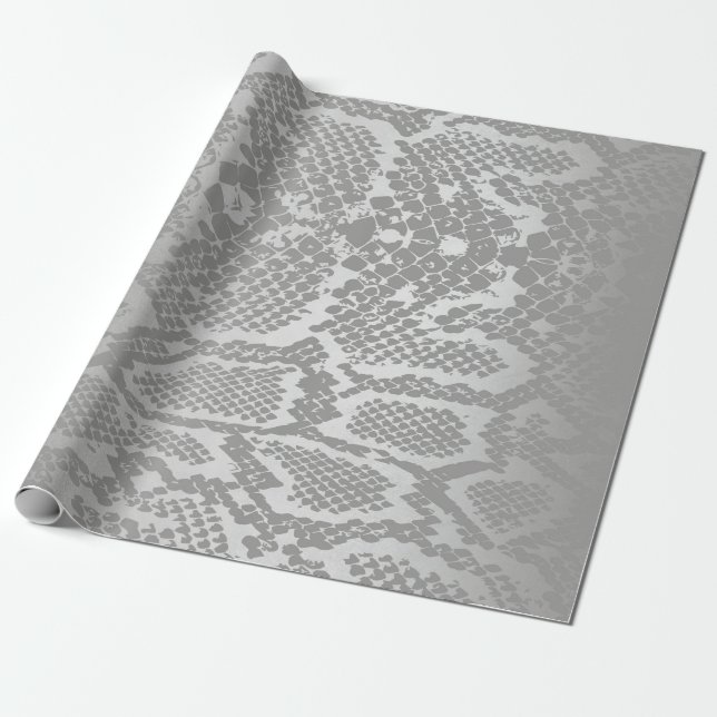 Glam Python Snake Safari Skin Silver Grått  Presentpapper (Utrullad)