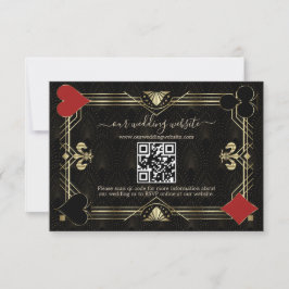 Glam QR-kod Black Guld Art Deco Bröllop OSA Kort