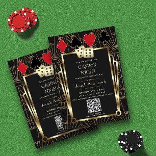 Glam QR-kod Las Vegas Casino Night Studenten Inbjudningar
