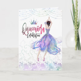 Glam Quinceanera Blommigt Snöre Dancer blue Lilac Inbjudan