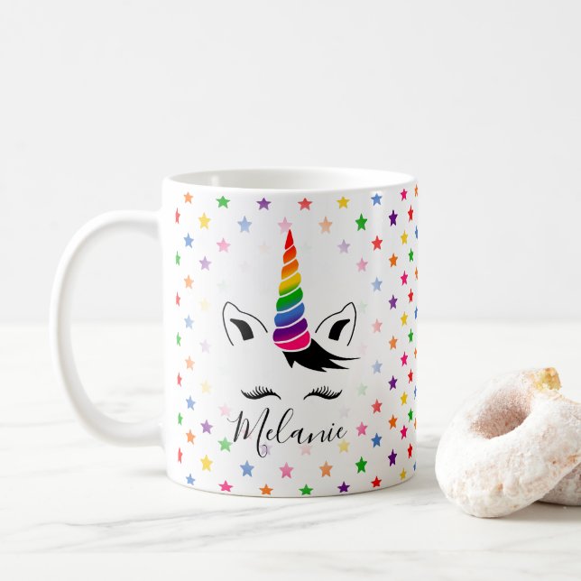 Glam Rainbow Unicorn Kaffemugg (Med munk)