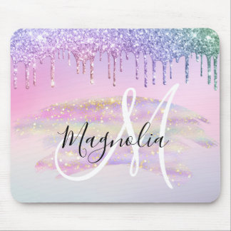 Glam Rainbow Unicorn Ombre Glitter Rosa Monogram Musmatta