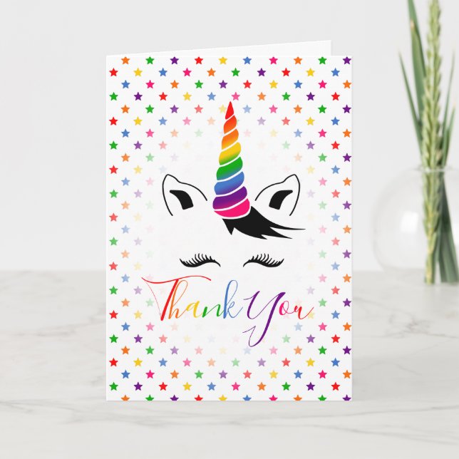 Glam Rainbow Unicorn Tack Kort (Framsida)