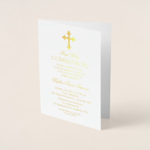 Glam Real Gold Foil Girl First Heliga Communion Folierat Kort