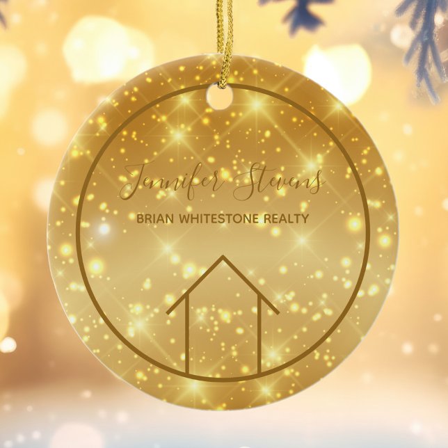 Glam Realtor Real Gods Guld Gnistra jul jul Julgransprydnad Keramik (Skapare uppladdad)