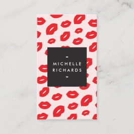Glam Red and Rosa Lip Print for Makeup Artists Visitkort