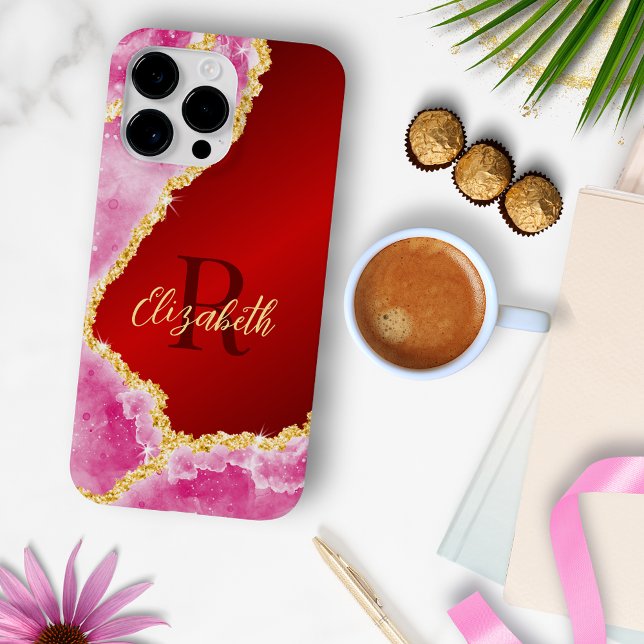 Glam Red and Rosa Monogrammed Girly (Skapare uppladdad)