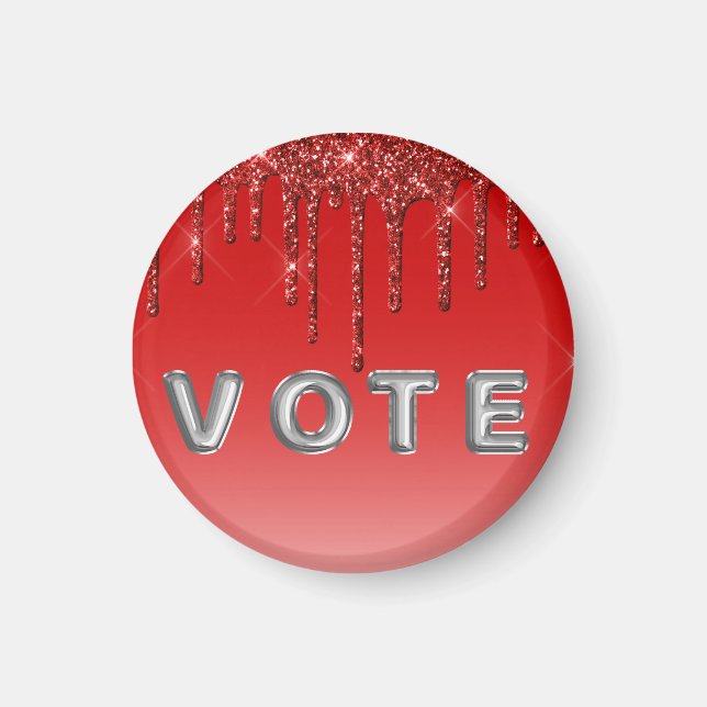 Glam Red Glitter Drip  Magnet (Framsidan)