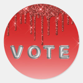 Glam Red Glitter Drip  Runt Klistermärke