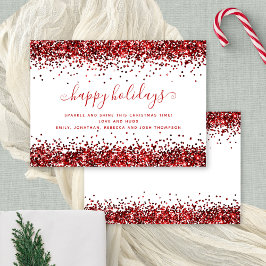 Glam Red Glitter Glad helg White jul Julkort