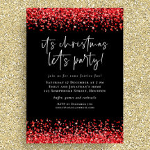 Glam Red Glitter, jul, Party Black