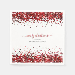 Glam Red Glitter Namn God jul White Pappersservett