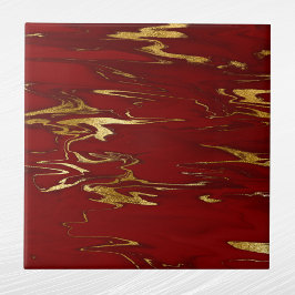 Glam Red Guld Faux Marble jul Kakelplatta