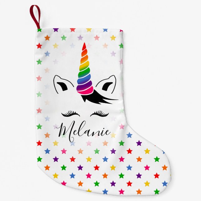 Glam regnbågeUnicorn Liten Julstrumpa (Framsidan)