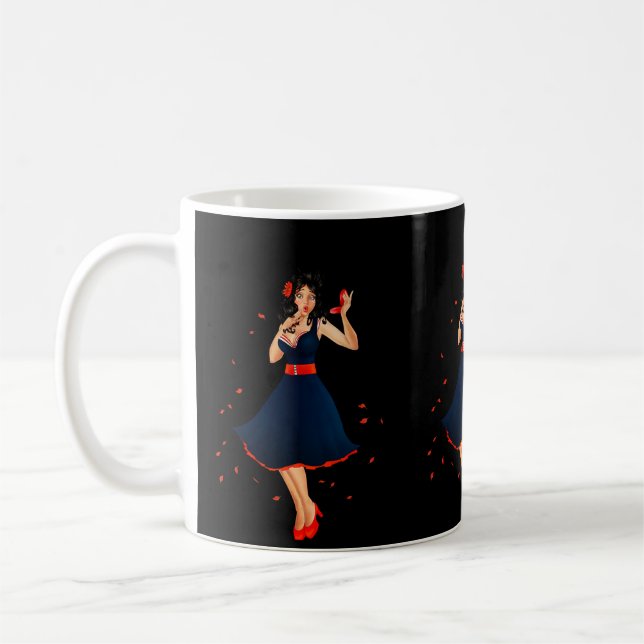 Glam Retro 1950-talets flicka. Redigerbart namn Kaffemugg (Vänster)