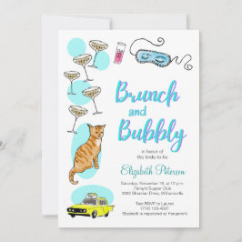 Glam Retro Cocktail Party Hand-Drawn Möhippa Inbjudningar