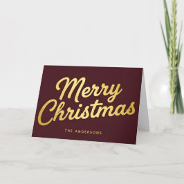 Glam Retro Foil Script Merry Christmas Helgkort