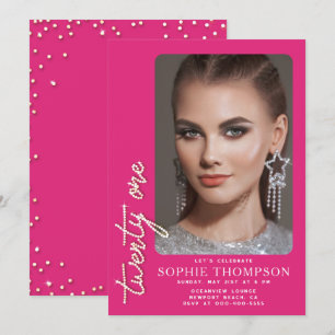 Glam Rhinestones Shock rosa Chic 21: a födelsedags Inbjudningar