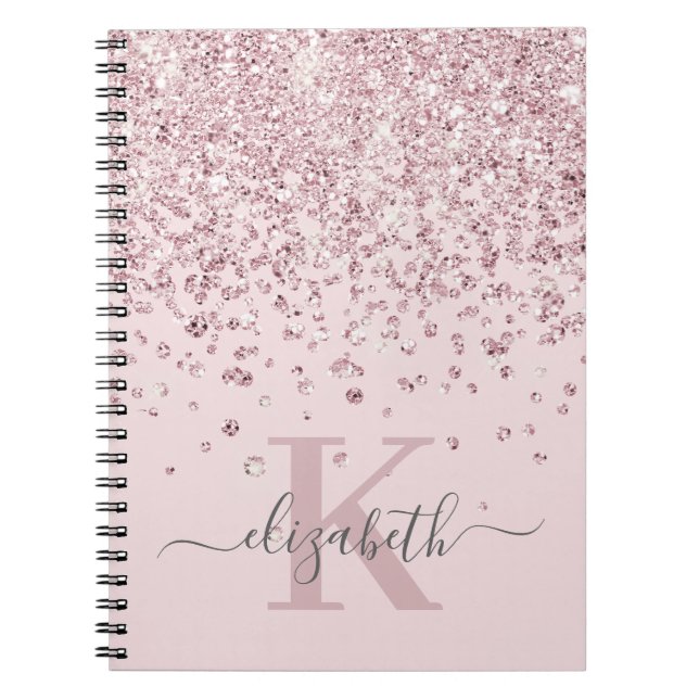  Glam Ro Glitter Guld Diamond Monogram Anteckningsbok (Framsidan)