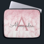 Glam Ro Glitter Marble Gnistra Monogram Laptop Fodral<br><div class="desc">Glam Ro Guld Ombre Faux Glitter och Gnistra Marble Stone Modern och Elegant Monogram Fodral. Fodral kan anpassas så att det omfattar ditt första och första namn.</div>