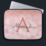 Glam Ro Glitter Marble Gnistra Monogram Laptop Fodral<br><div class="desc">Glam Ro Guld - Rosa Ombre Faux Glitter och Gnistra Marble Stone Modern och Elegant Monogram Fodral. Fodral kan anpassas så att det omfattar ditt första och första namn.</div>