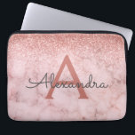 Glam Ro Glitter Marble Gnistra Monogram Laptop Fodral<br><div class="desc">Glam Ro Guld - Rosa Ombre Faux Glitter och Gnistra Marble Stone Modern och Elegant Monogram Fodral. Fodral kan anpassas så att det omfattar ditt första och första namn.</div>
