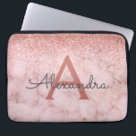 Glam Ro Glitter Marble Gnistra Monogram Laptop Fodral<br><div class="desc">Glam Ro Guld - Rosa Ombre Faux Glitter och Gnistra Marble Stone Modern och Elegant Monogram Fodral. Fodral kan anpassas så att det omfattar ditt första och första namn.</div>