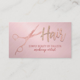 Glam Ro Gold Foil Glitter Scissors Hair Stylist Visitkort