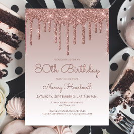 Glam Ro Guld 80:e Födelsedagsfesten Inbjudningar