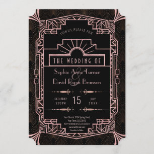 Glam Ro Guld Art Deco Gatsby 20:e Bröllop Inbjudningar