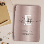 Glam ro Guld Brushed Metall White Monogram Namn iPad Mini Skydd<br><div class="desc">Lägg till en något sofistikerad i din iPad Air med vårt Ro Guld Brushed Metall White Monogram Namn Glam iPad Air Cover! Det här täcket är överdrivet elegant och stil. Det är ett lyxigt ro guld som borstat metall struktur. Anpassa det med ditt monogram i fet vit text och ditt...</div>