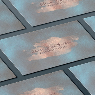 Glam Ro Guld Copper Foil Navy Personlig Stylist Visitkort