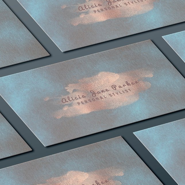Glam Ro Guld Copper Foil Navy | Personlig Stylist Visitkort (Skapare uppladdad)