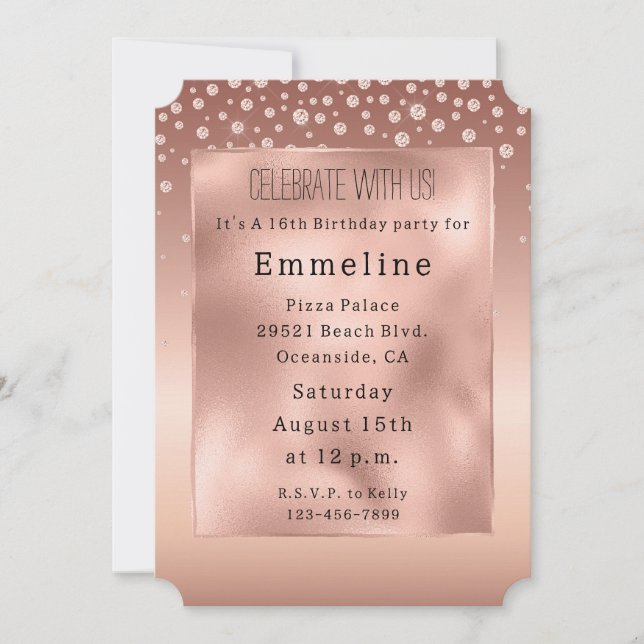 Glam Ro Guld Diamonds Inbjudningar (Framsida)