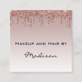 Glam Ro Guld Faux Glitter Drips Makeup Artist Fyrkantigt Visitkort