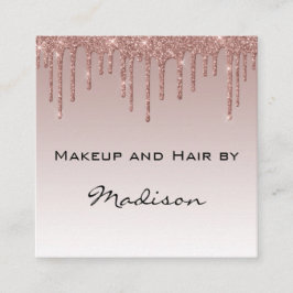 Glam Ro Guld Faux Glitter Drips Makeup Artist Fyrkantigt Visitkort