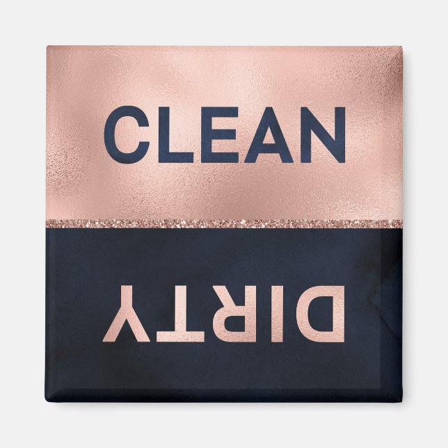 Glam Ro Guld-flottan Clean Dirty Dishwasher Magnet (Framsidan)
